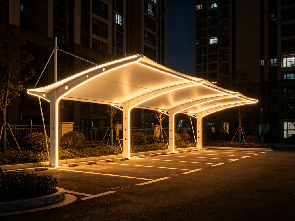 膜结构停车棚造型10-夜景LED