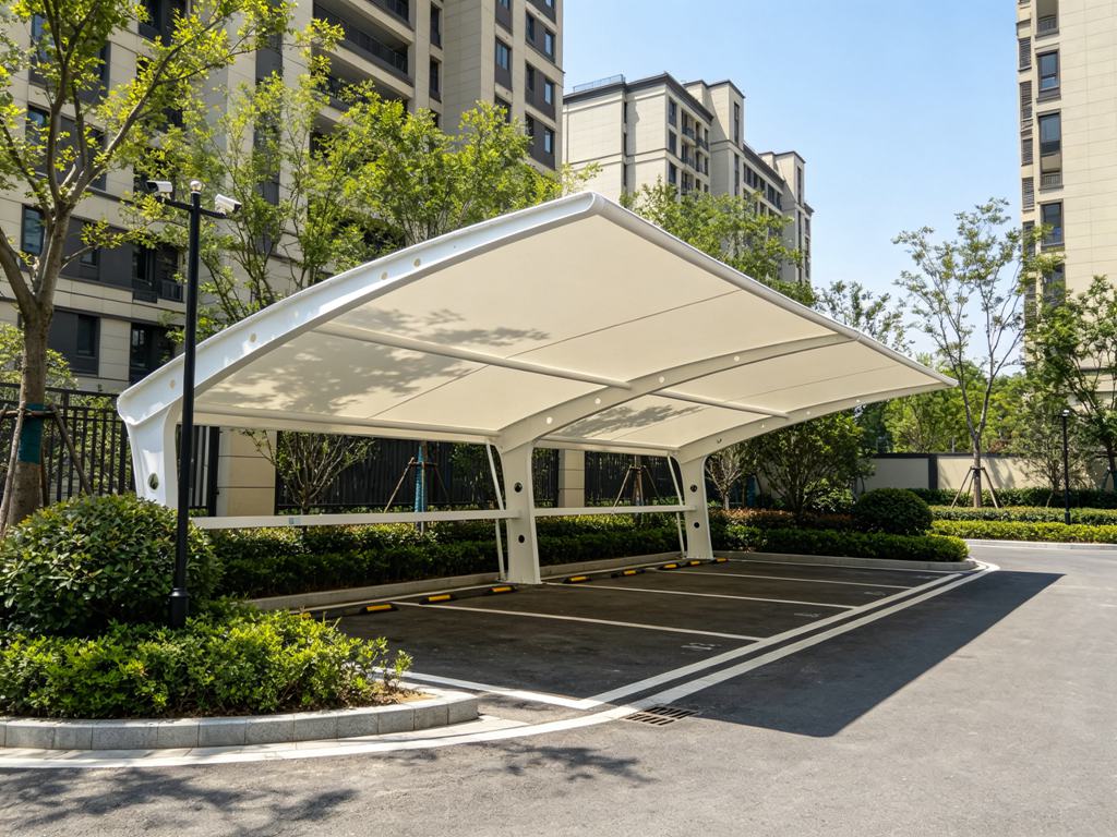 膜结构停车棚造型11-单坡式