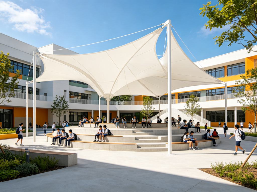 广场景观膜结构造型16-学校中庭