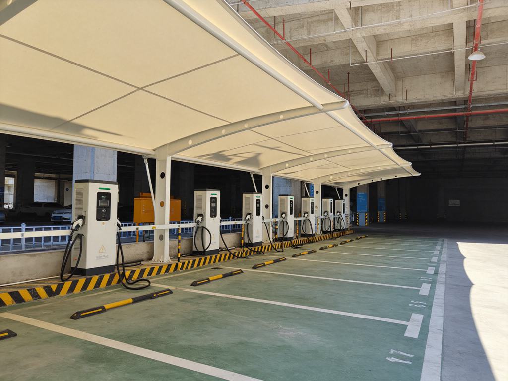 充电站膜结构造型4-商场地下停车