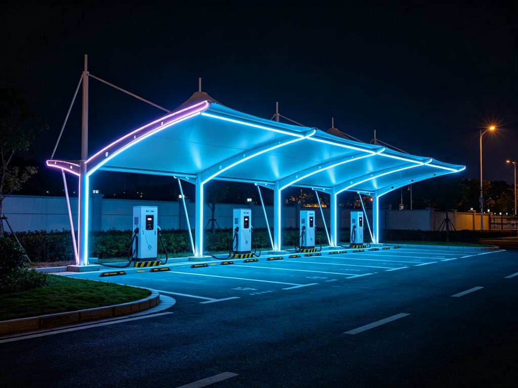 充电站膜结构造型10-夜景LED